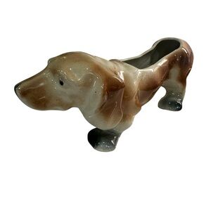 Basset Hound Puppy Garden Planter 17" USA McCoy Brown White Black USA 218-C